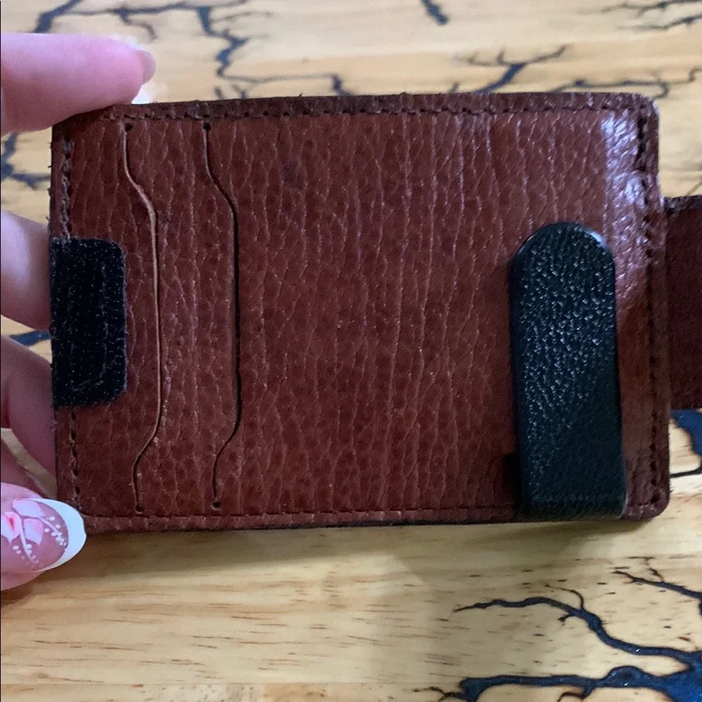 Premium Brown Leather Money Clip